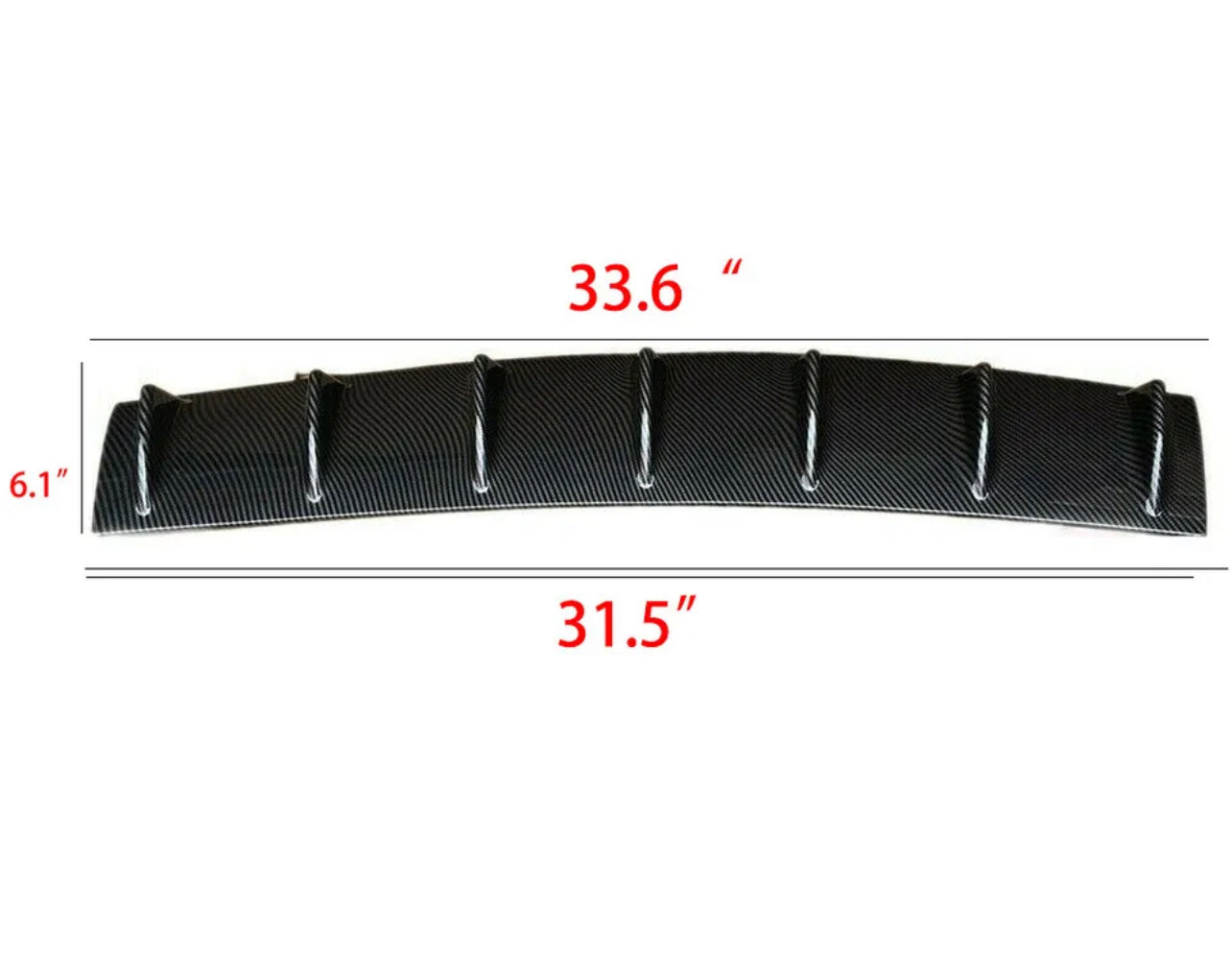 Rear Bumper Diffuser 7Fin Spoiler Lip Wing Splitter Universal Glossy Black - ONECARWORLD