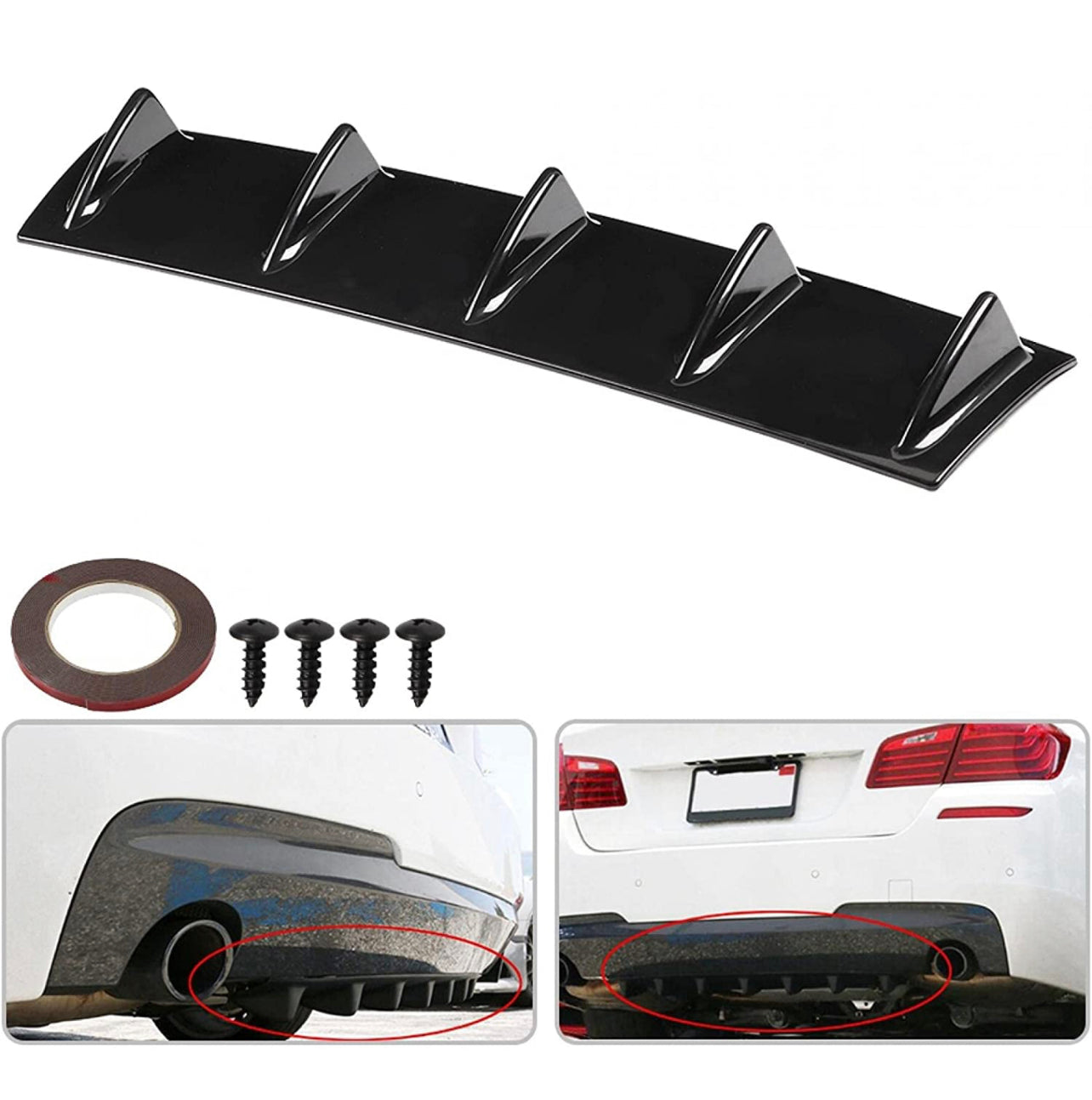 Universal Shark Fin Diffuser, Car Rear Bumper Chassis Shark Fin Spoiler Wing Lip Diffuser - ONECARWORLD