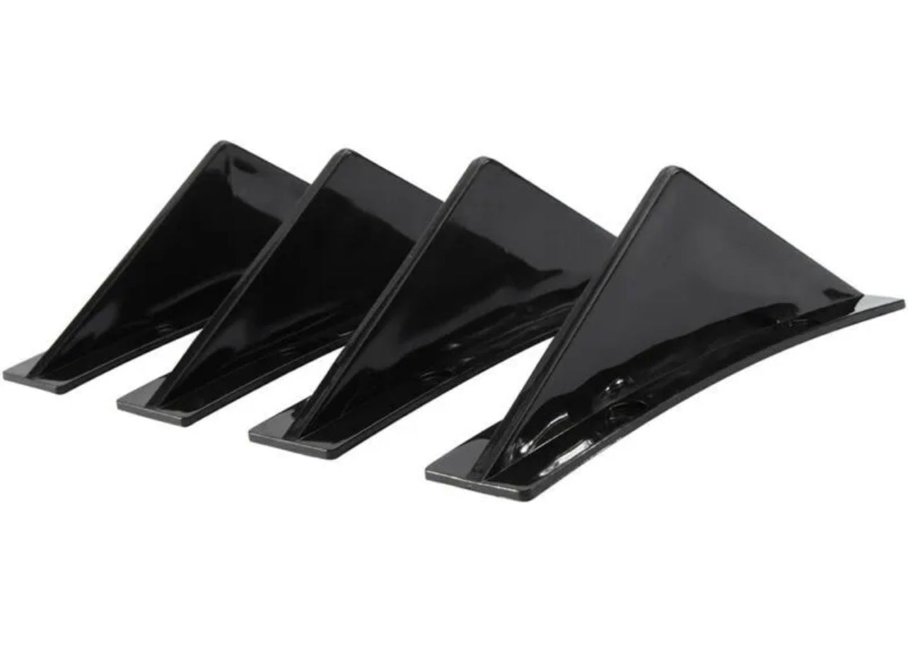 4Pcs Car Rear Bumper Diffuser Shark Fin Curved Spoiler Lip Wing Splitter ABS - ONECARWORLD