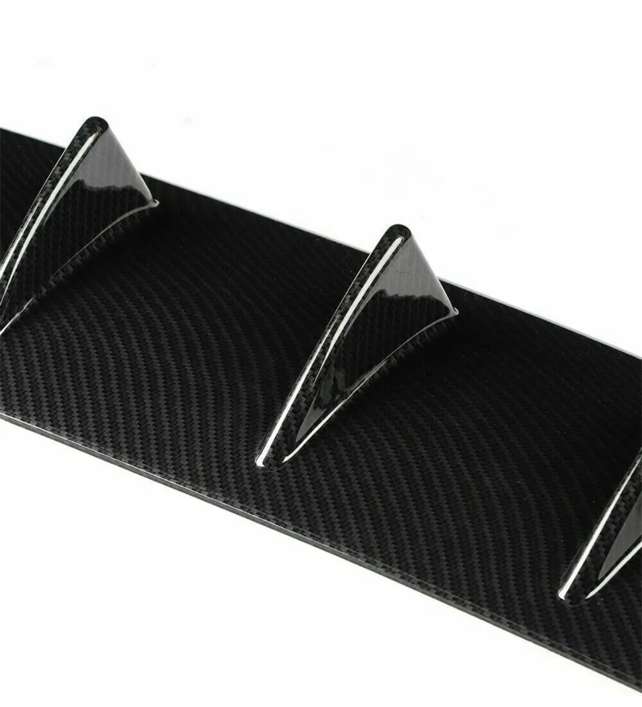 Rear Bumper Diffuser 7Fin Spoiler Lip Wing Splitter Universal Glossy Black - ONECARWORLD