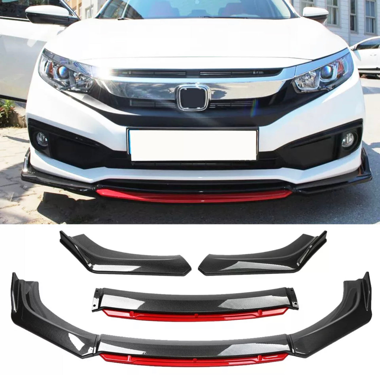 CARBON FIBER FRONT LIP WITH COLOR FOR ALL SEDAN CARS - ONECARWORLD