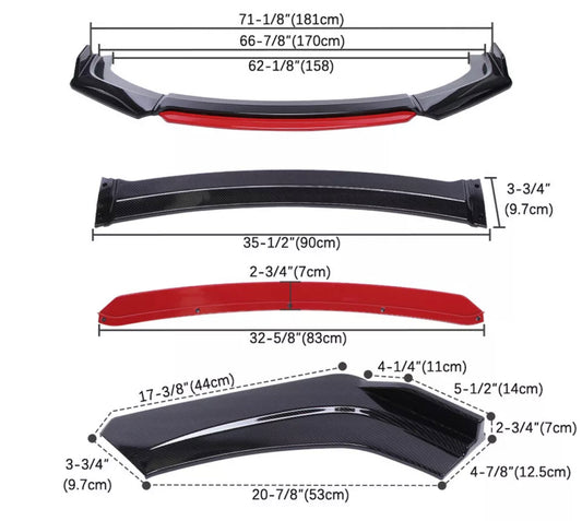 CARBON FIBER FRONT LIP WITH COLOR FOR ALL SEDAN CARS - ONECARWORLD