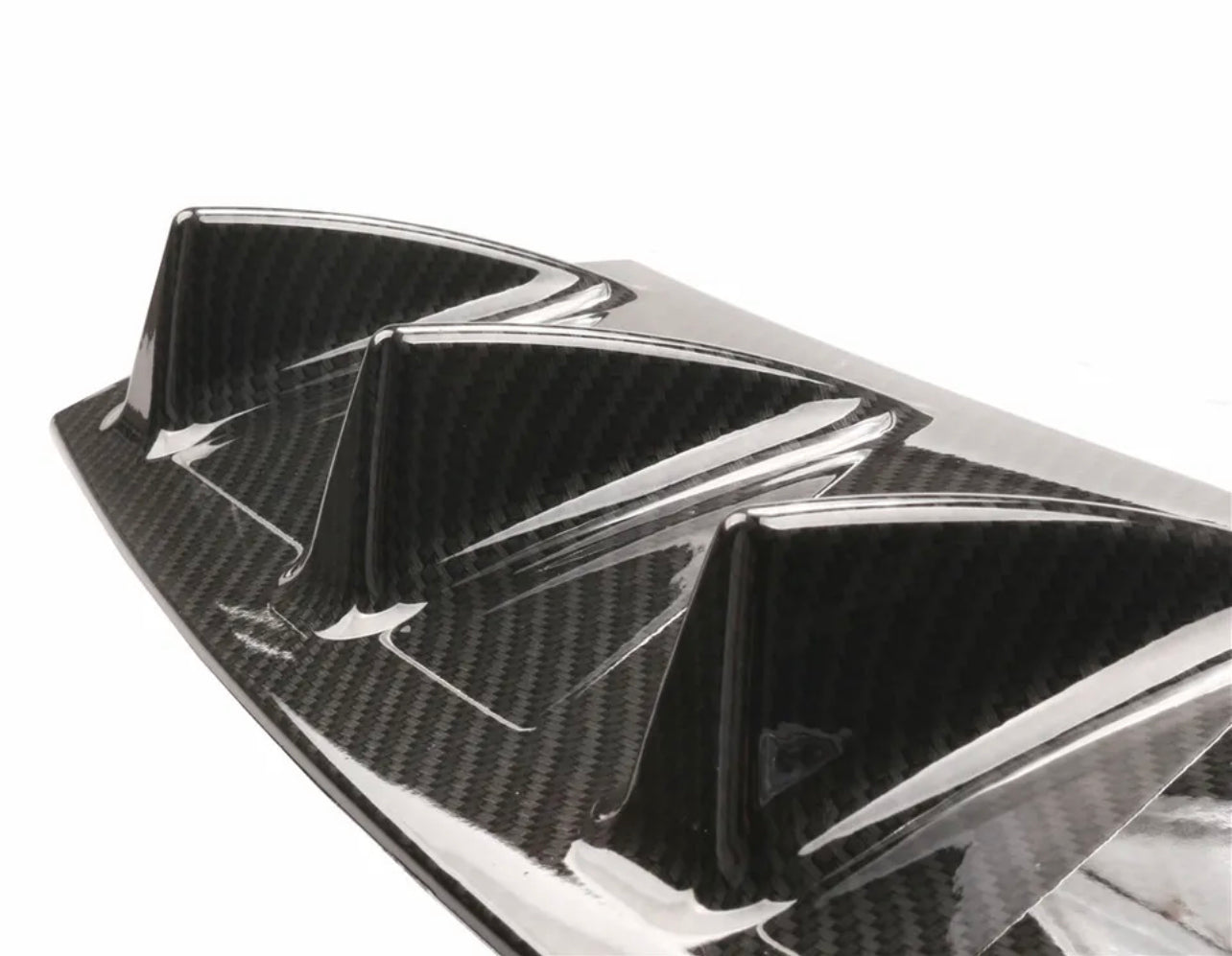 Rear Bumper Diffuser 7Fin Spoiler Lip Wing Splitter Universal Glossy Black - ONECARWORLD