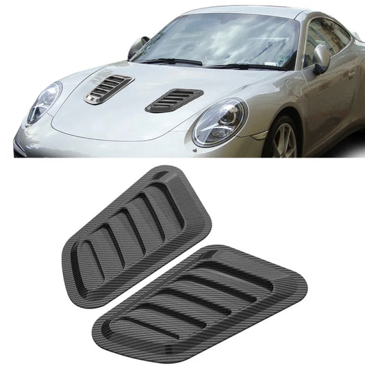 2pcs Universal Glossy black Style Air Flow Intake Cover Scoop Bonnet Vent Hood - ONECARWORLD
