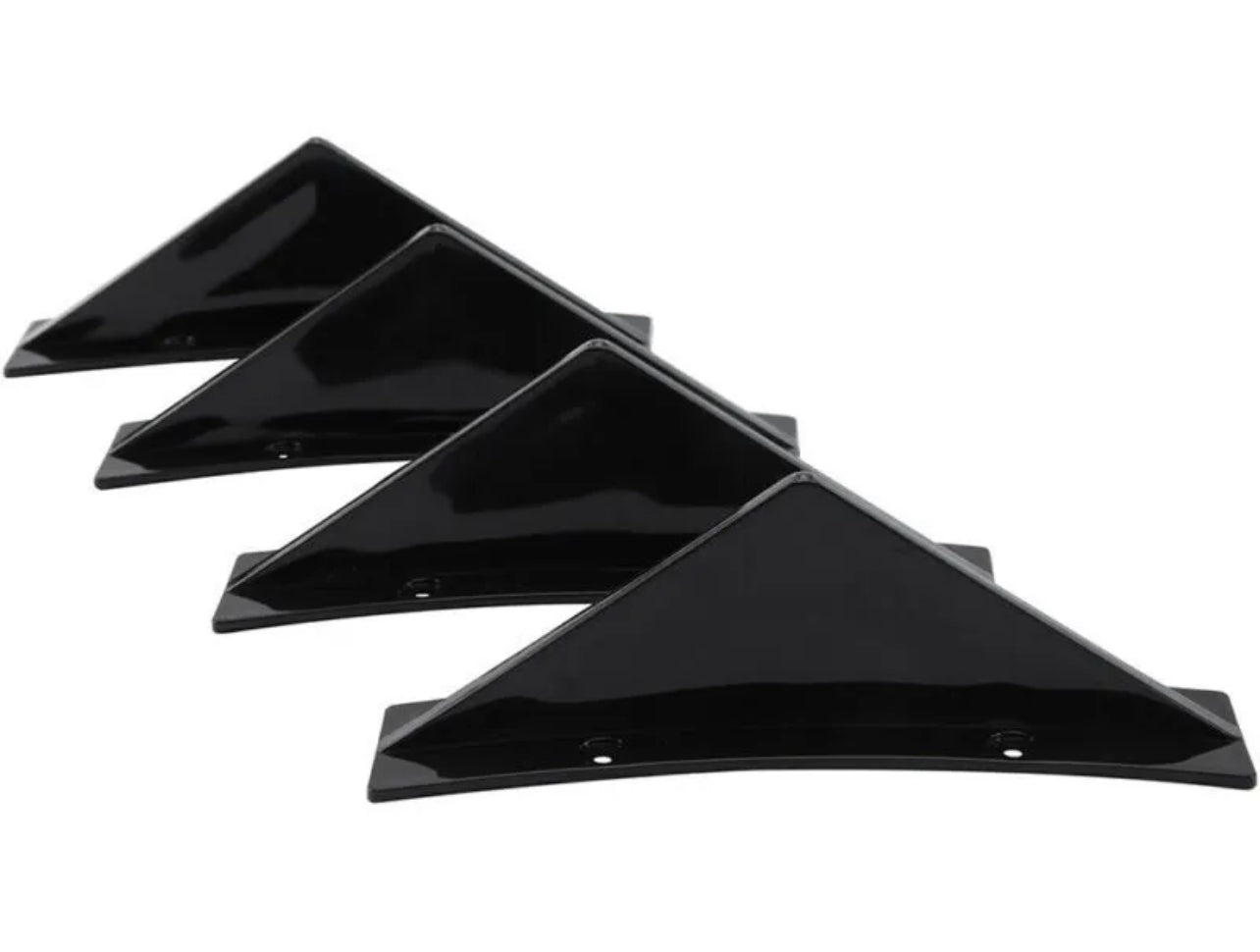 4Pcs Car Rear Bumper Diffuser Shark Fin Curved Spoiler Lip Wing Splitter ABS - ONECARWORLD