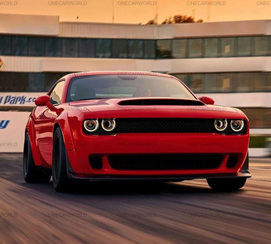 Dodge Challenger Demon Style Front Bumper Kit with Lip and Fender Flares 2015–2023 – Unpainted Black