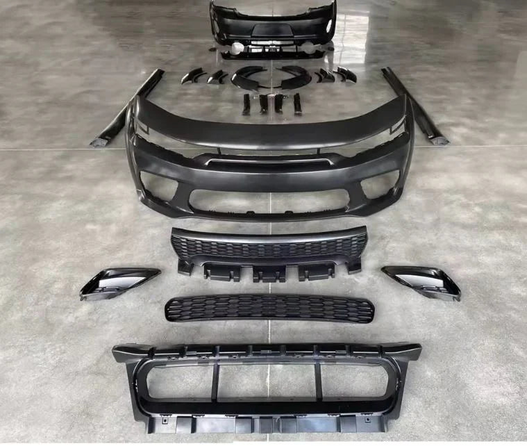 Full Dodge Charger SRT Hellcat wide body kit for 2015–2022 models displayed before installation — OneCarWorld.