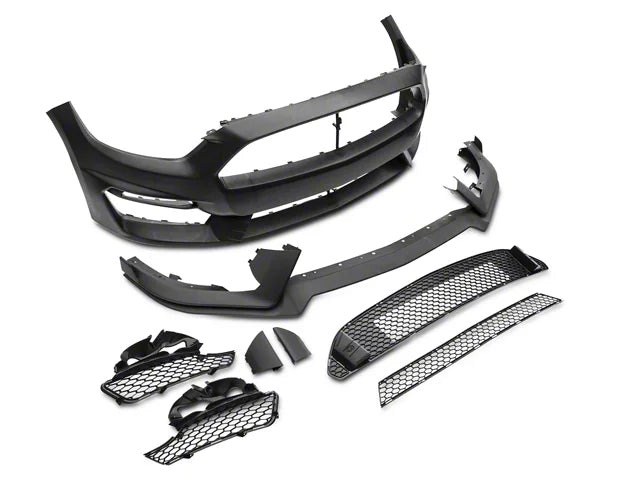 Aftermarket front bumper conversion kit with grille inserts and lower aero components for vehicle upgrades in Canada