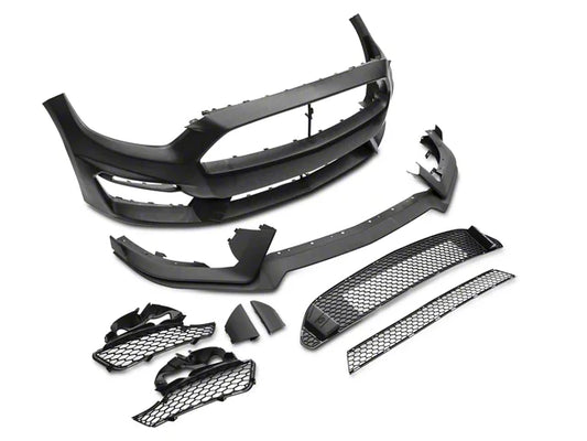 Aftermarket front bumper conversion kit with grille inserts and lower aero components for vehicle upgrades in Canada