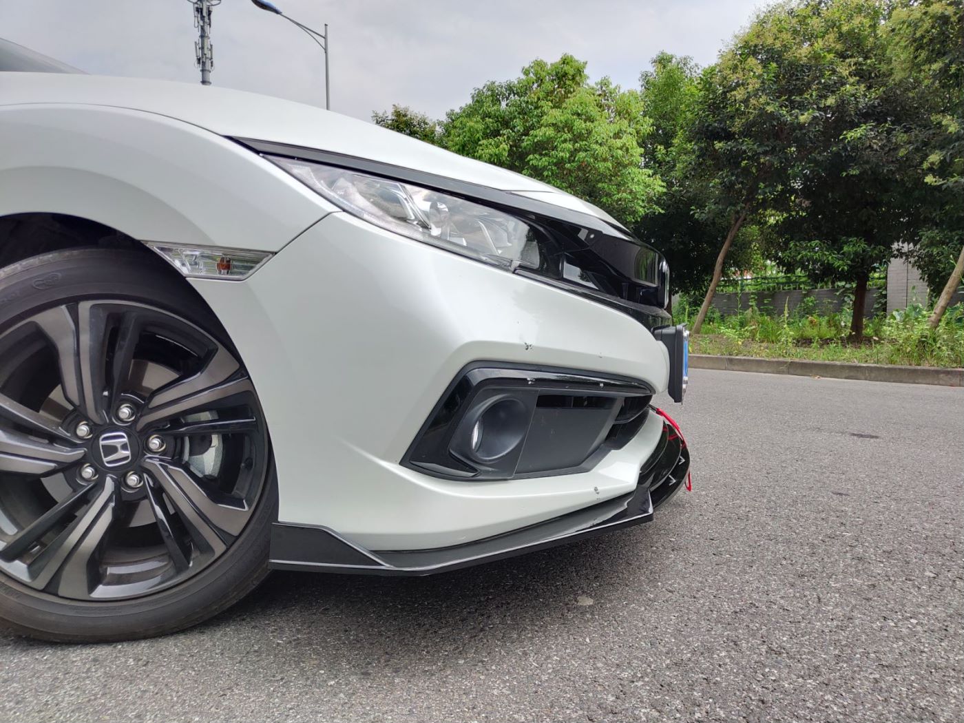 Honda Civic 10th Gen  2016-2020 One Piece Double Layer Front Lip Glossy Black