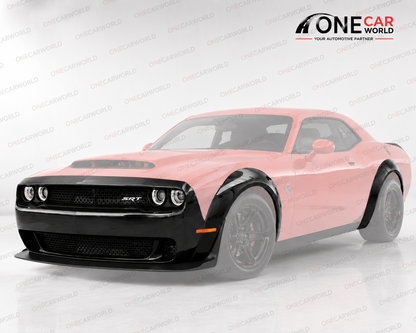 Dodge Challenger Demon Style Front Bumper with Lip, Fender Flares 2015-2023 | Polypropylene | Unpainted  Onecarworld