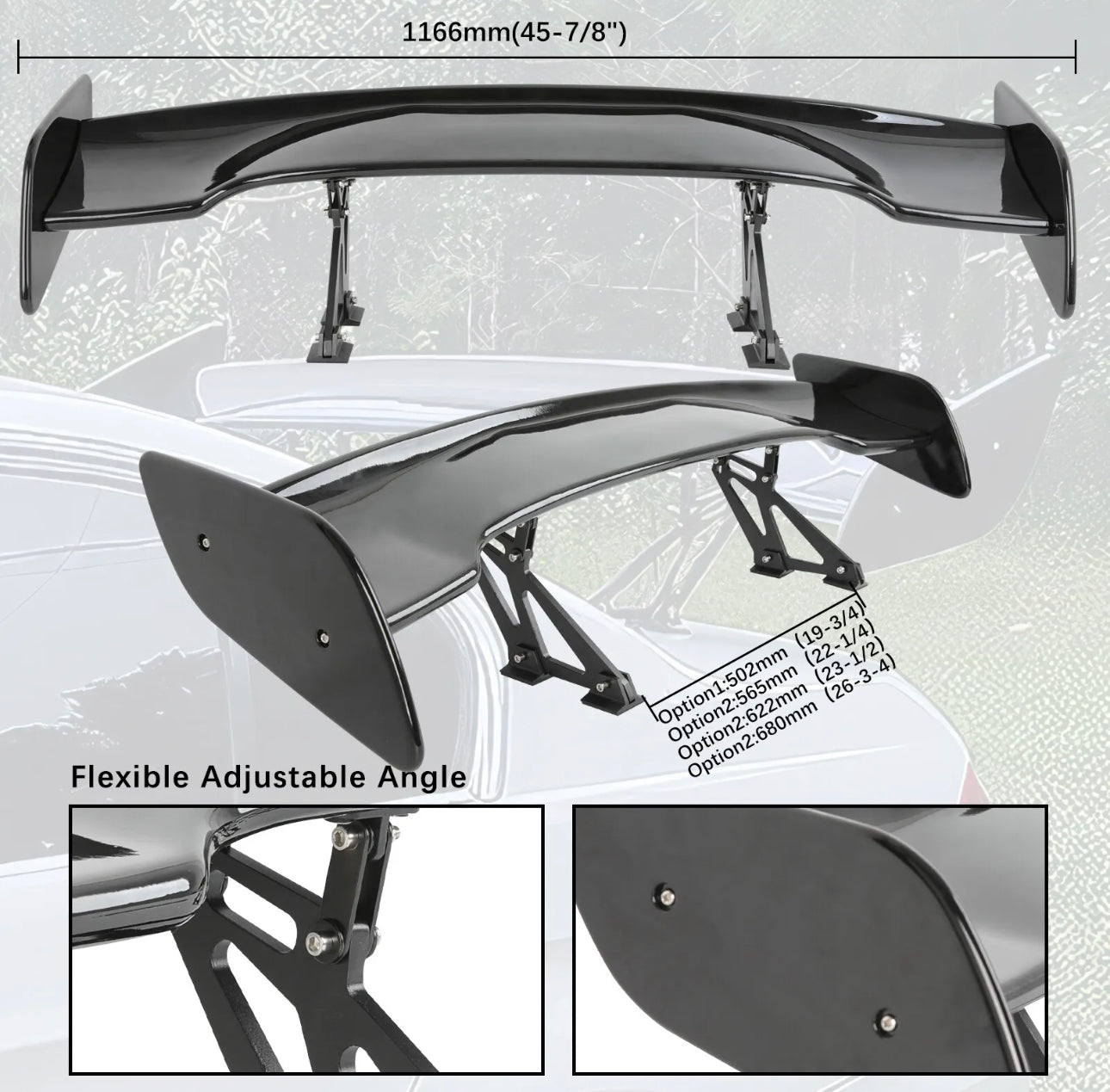 UNIVERSAL 57INCH DRAGON-3 STYLE GLOSSY BLACK REAR TRUNK SPOILER WING FOR ALL SEDAN CARS - ONECARWORLD