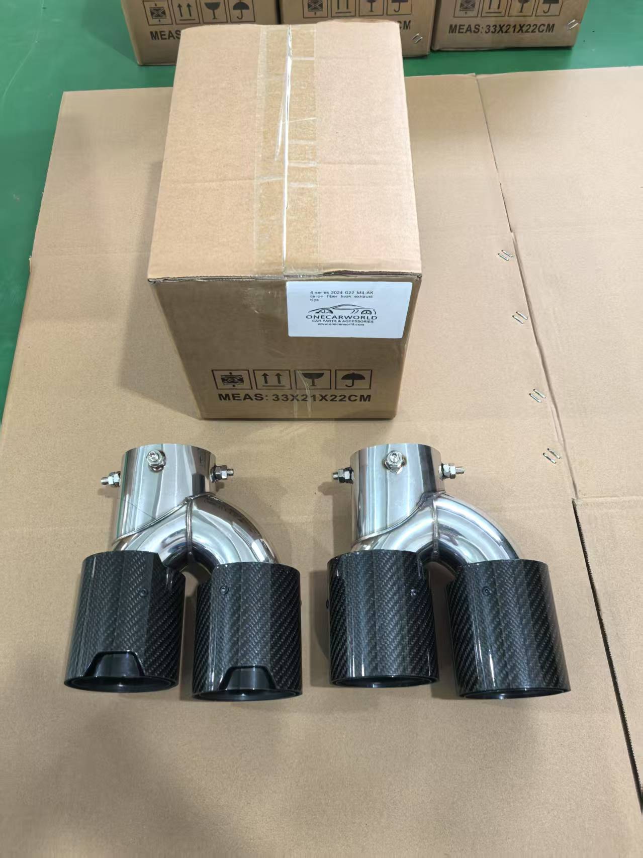 BMW M340i G20 G21 G22 G23 M440i G42 M240i Muffler Tailpipe Exhaust System Carbon Fiber Style Exhaust Tip Quad Style Compatible Onecarworld
