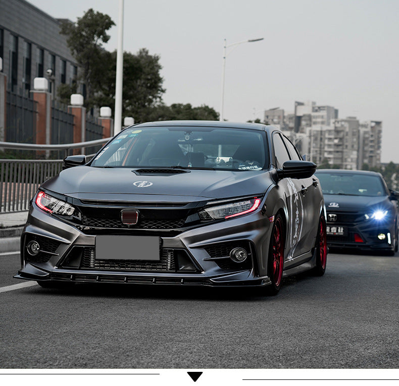 Gloss Black TR Style Front Grille for Honda Civic 2016–2021 (Sedan, Coupe, Hatchback, Si)