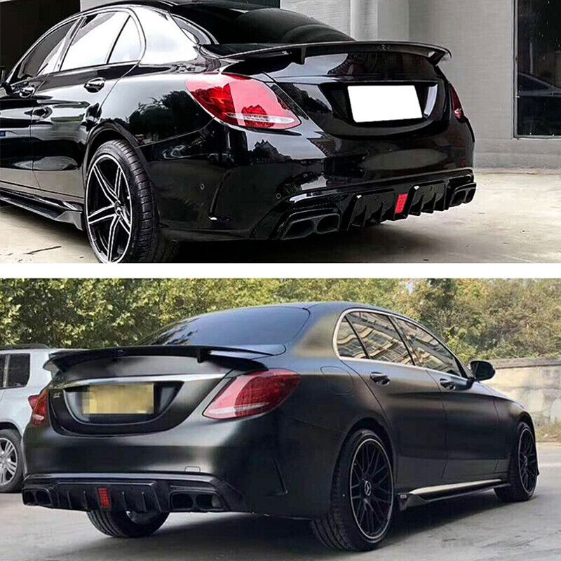MERCEDES BENZ W205 C63 C43 2015-2021 SEDAN AMG PACKAGE B STYLE REAR BUMPER DIFFUSER+EXHAUST TIPS - ONECARWORLD