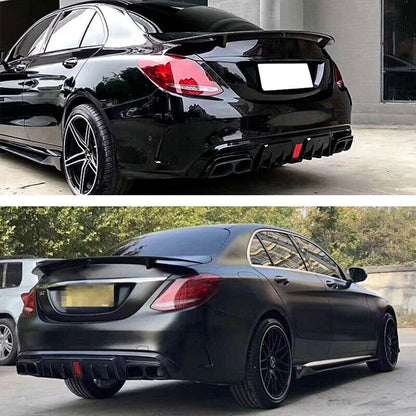MERCEDES BENZ W205 C63 C43 2015-2021 SEDAN AMG PACKAGE B STYLE REAR BUMPER DIFFUSER+EXHAUST TIPS - ONECARWORLD