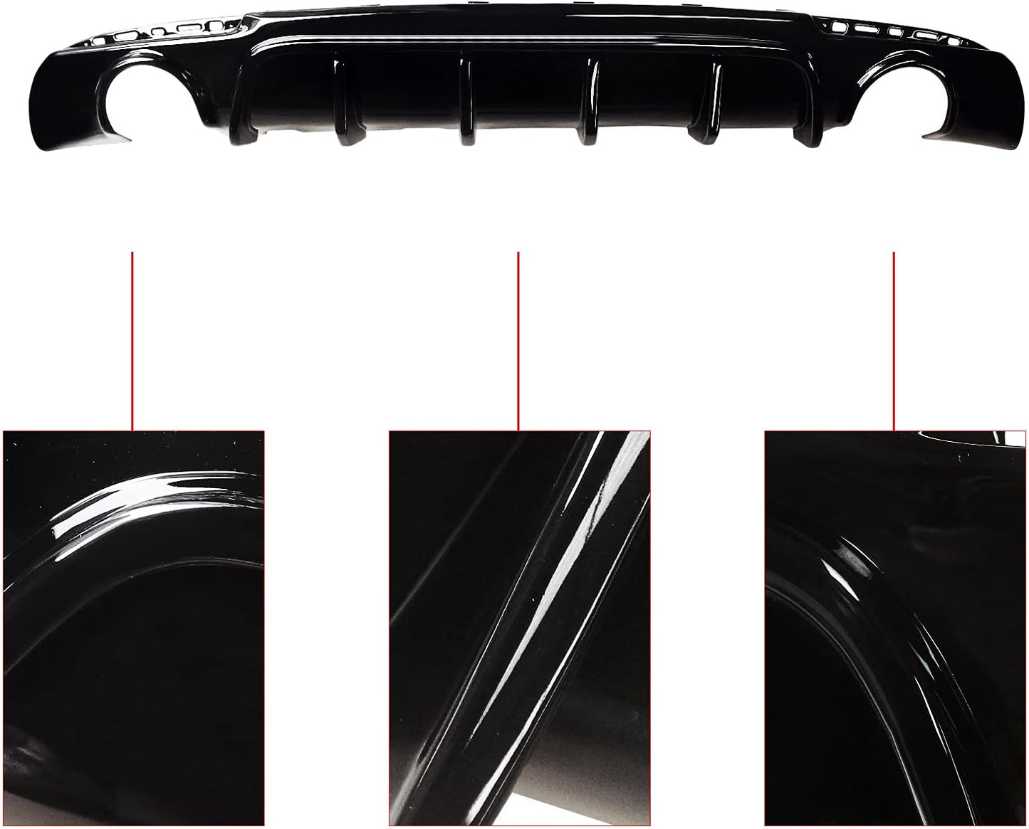 Chrysler 300C SRT Bumper Rear Diffuser fits for 2016-2023, Shark Fin Style Gloss Black Rear Lower Bumper Lip