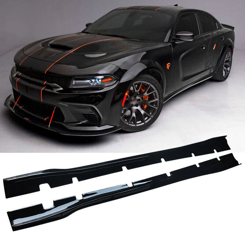 Side Skirts Rocker Panel Extension Body Kit Pair Compatible with Dodge Charger RT SRT Scat Pack Hellcat 392 2015 2016 2017 2018 2019 2020 2021 2022 Models