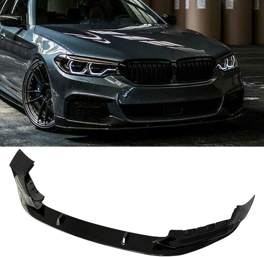 Front Lip Fit For 2021-2023 BMW 5 Series G30 M550i M Sport Gloss Black Front Bumper Splitter - ONECARWORLD