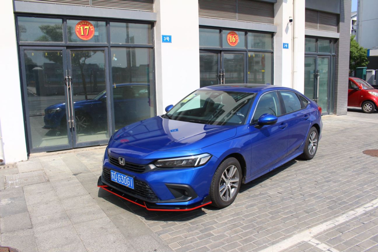Civic Front Lip Compatible with 2022-2025 11th Generation, ABS Gloss Black with Red Accent Painted
