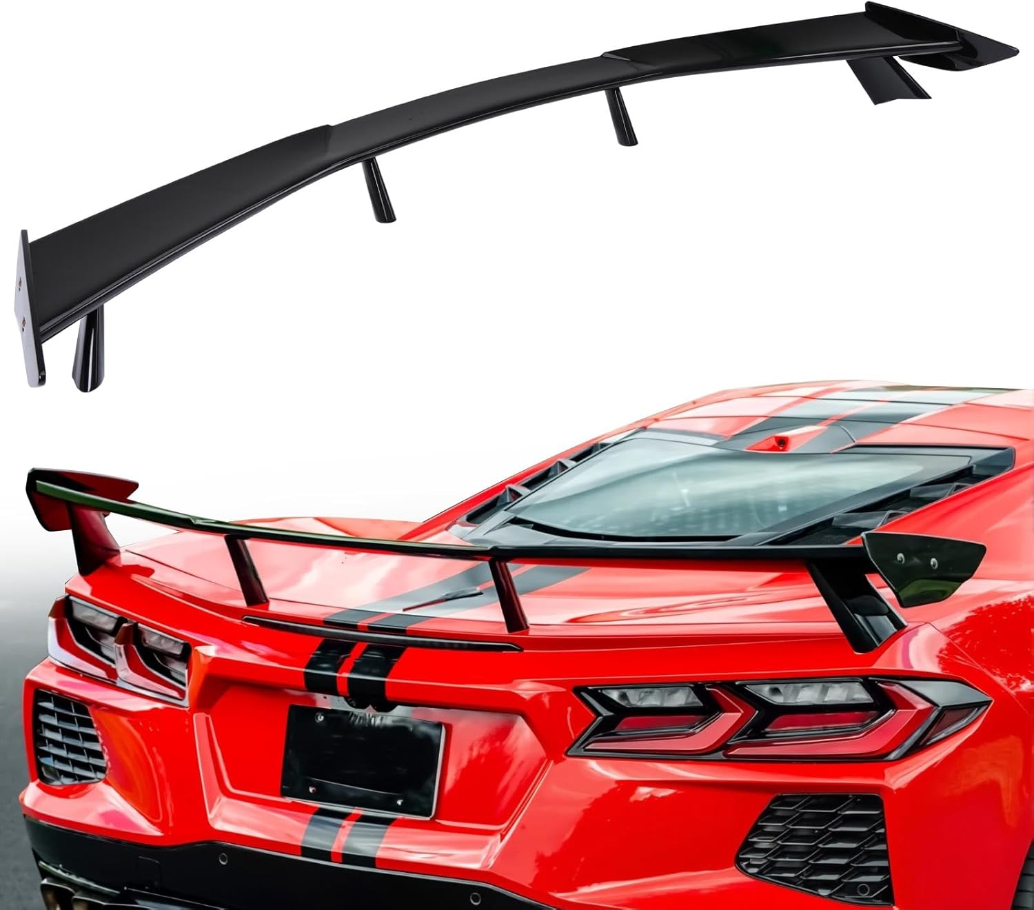 Chevrolet Corvette C8 Rear Spoiler 2020–2025 Glossy Black High Wing ...