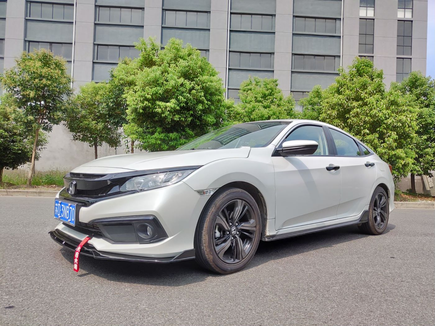 Honda Civic 10th Gen  2016-2020 One Piece Double Layer Front Lip Glossy Black