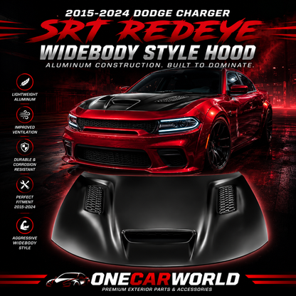Dodge Charger Redeye Widebody Style Aluminum Hood 2015-2024 Black Onecarworld