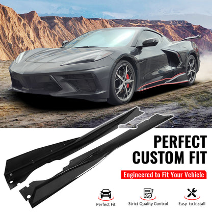 Chevrolet Corvette C8 V1 B Style Gloss Black Side Skirts | 2020-2025 | Premium ABS Aero Side Splitters | Onecarworld