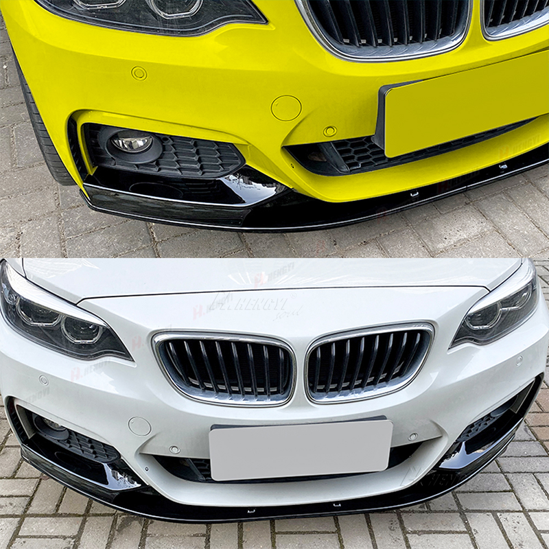 Front Bumper Lip for BMW 2 Series F22 220i 228i 230i M235i M240i 2013-2020 Gloss Black ABS Front Spoiler Splitter Lip MPerfomance Style (Two Piece Lip) - ONECARWORLD