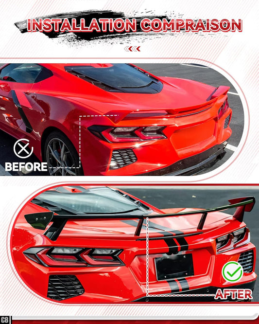 Chevrolet Corvette C8 Rear Spoiler 2020–2025 Glossy Black High Wing – Onecarworld
