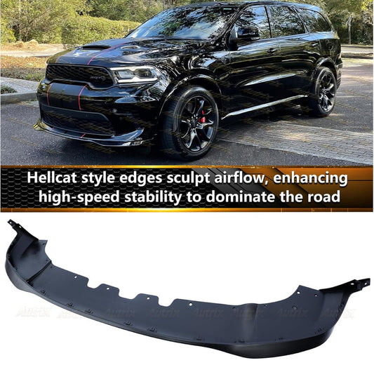 For 2021–2025 Dodge Durango SRT Style Front Bumper Lip (Unpainted) & Rear Diffuser (Gloss Black) Conversion Kit