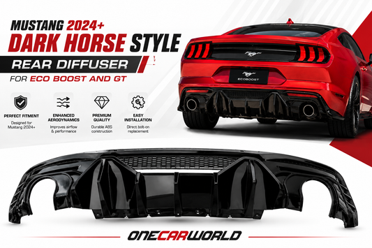 Mustang 2024+ Dark Horse Style Rear Diffuser | Glossy Black | For EcoBoost & GT | OneCarWorld