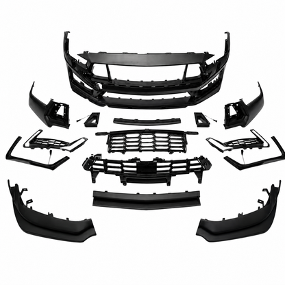 2024+ Ford Mustang Dark Horse Style Front Bumper Conversion – LED Grille – Black – Onecarworld