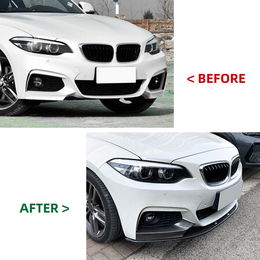 Front Bumper Lip for BMW 2 Series F22 220i 228i 230i M235i M240i 2013-2020 Gloss Black ABS Front Spoiler Splitter Lip MPerfomance Style (Two Piece Lip) - ONECARWORLD