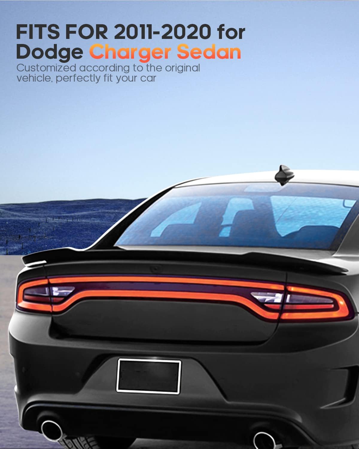 Dodge Charger Spoiler Wing Body Kits Hellcat Style Fits for 2011-2020 Glossy Black - ONECARWORLD