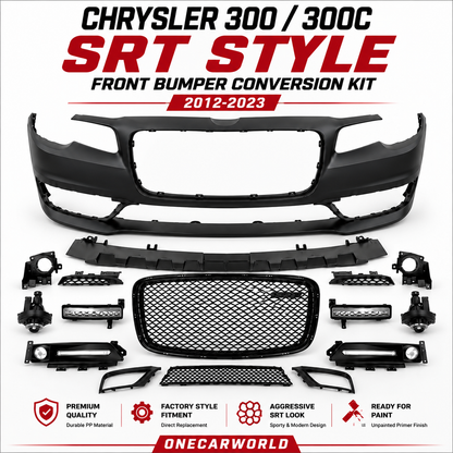 Chrysler 300 / 300C SRT Style Front Bumper Conversion Kit 2012-2023 Glossy Black | Onecarworld