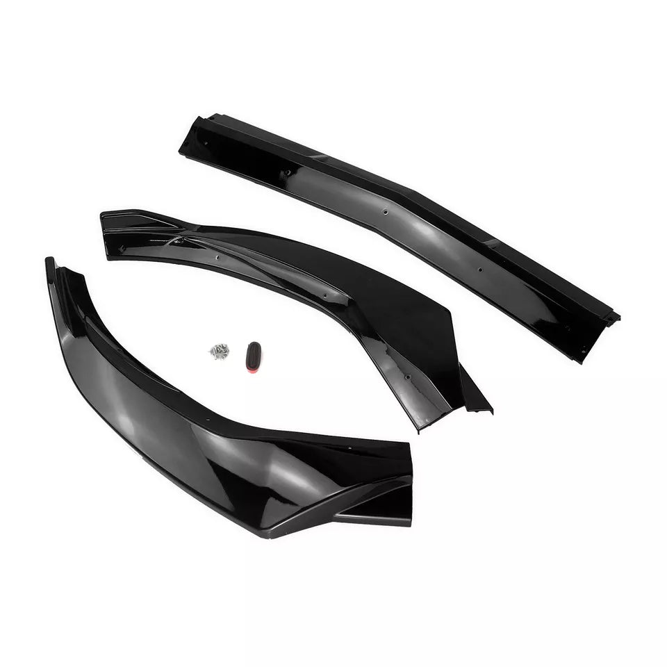 Front Lip For C class W205 AMG 2019-2022 3pcs Glossy Black Fits on Trim.