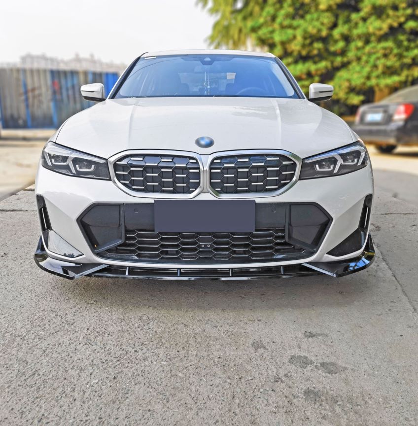 Front Lip for 2023-2024 BMW G20 G28 3 Series M Sport, Painted Gloss Black Front Bumper Spoiler - 3pcs