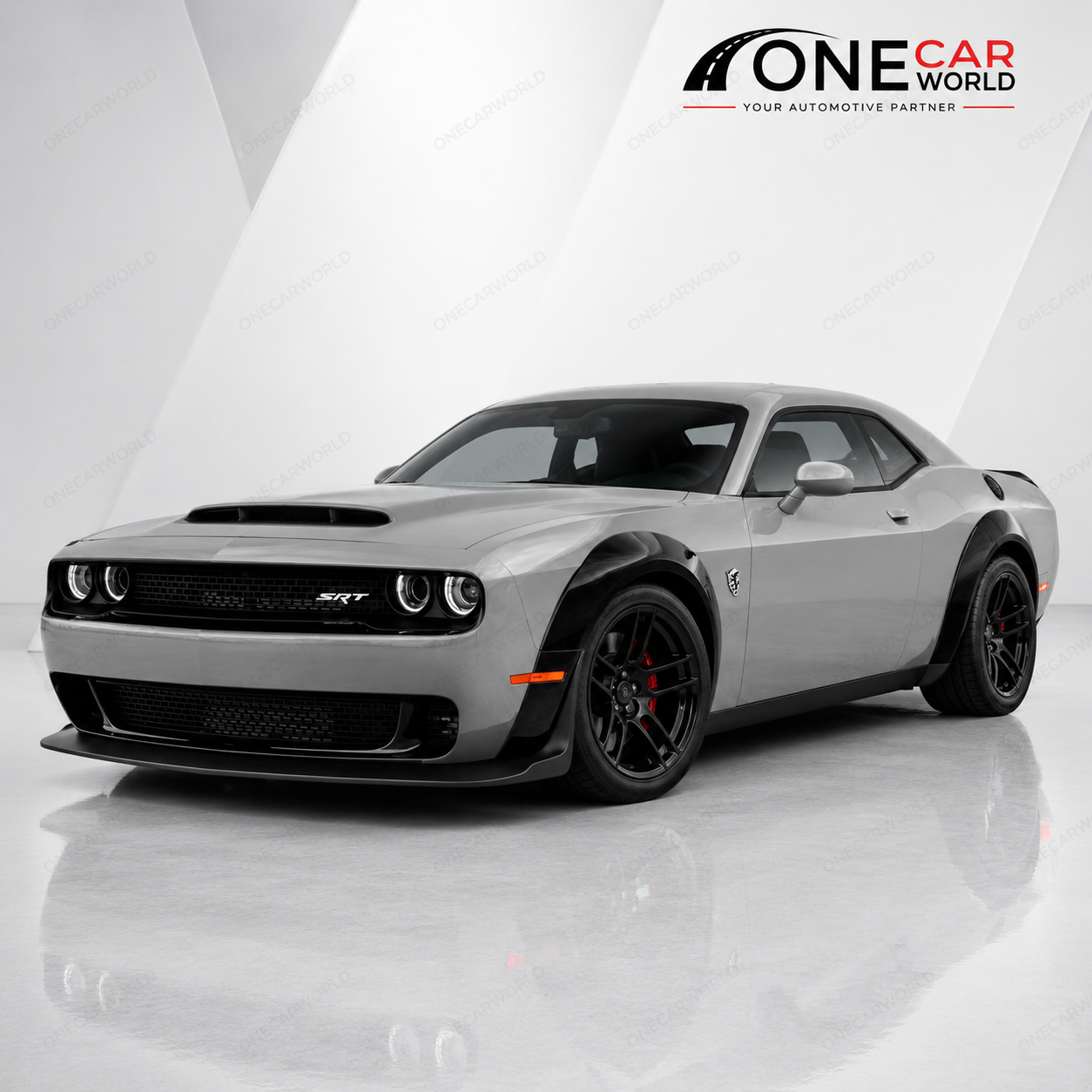 Dodge Challenger Demon Style Front Bumper with Lip, Fender Flares 2015-2023 | Polypropylene | Unpainted  Onecarworld