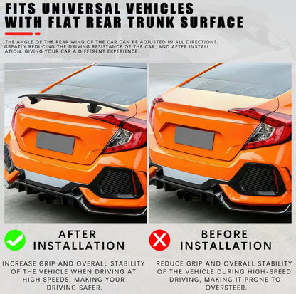 UNIVERSAL CARBON STYLE REAR TRUNK SPOILER WING FOR ALL SEDAN CARS WITH FLAT SURFACE TRUNK. - ONECARWORLD