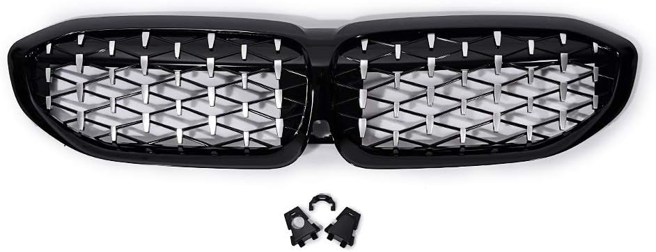 BMW 3 Series G20 G28 2019-2022 Diamond Front Kidney Grille Silver Replacement Grills Onecarworld
