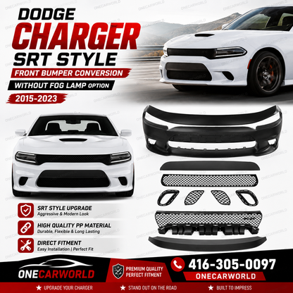 Dodge Charger Front Bumper 2015-2023 SRT Style Conversion Kit Unpainted PP Without Fog Lamp Option Onecarworld