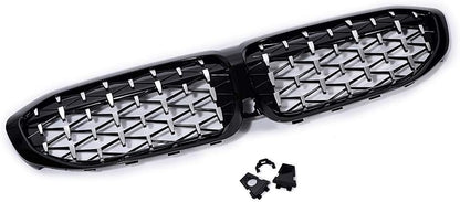 BMW 3 Series G20 G28 2019-2022 Diamond Front Kidney Grille Silver Replacement Grills Onecarworld
