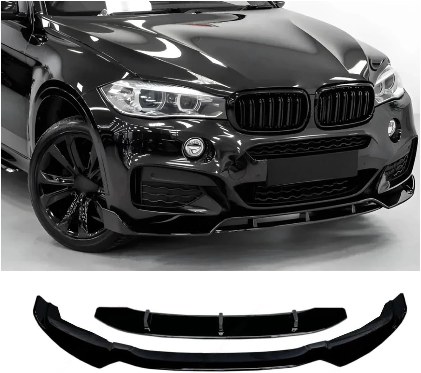 BMW X6 F16 2014–2018 Front Lip Splitter One Piece Lip Gloss Black Onecarworld