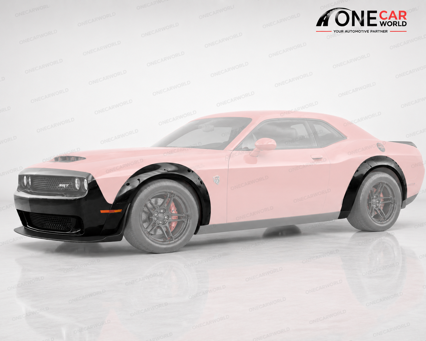 Dodge Challenger Demon Style Front Bumper with Lip, Fender Flares 2015-2023 | Polypropylene | Unpainted  Onecarworld