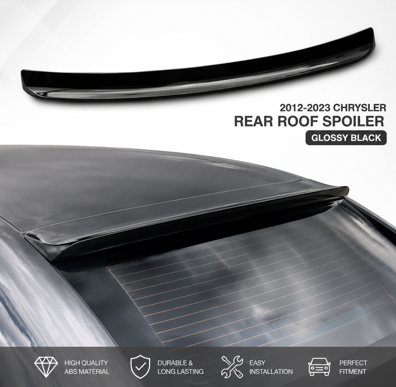 Chrysler 300 Aero Style Rear Roof Spoiler 2012-2023 Glossy Black ABS Window Wing Onecarworld