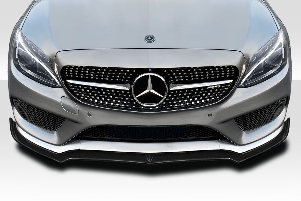 Benz C-Class W205 Front Face 2015-2018 for AMG Package C43 C63 C300 C350 C400 3-Piece Bumper Lip, Car Front Bumper Separator Lip Spoiler Glossy Black