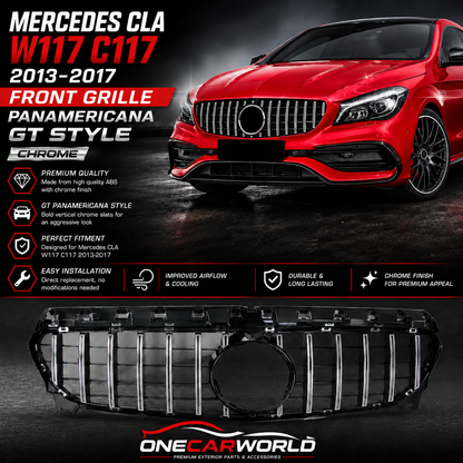Mercedes-Benz CLA W117 C117 2013-2017 Front Grille Panamericana GT Style Chrome Onecarworld