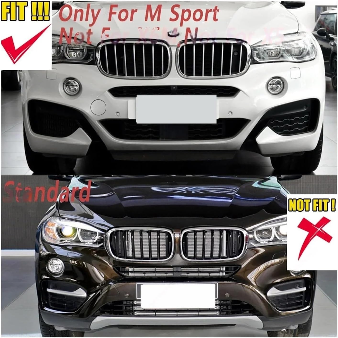 BMW X6 F16 2014–2018 Front Lip Splitter One Piece Lip Gloss Black Onecarworld