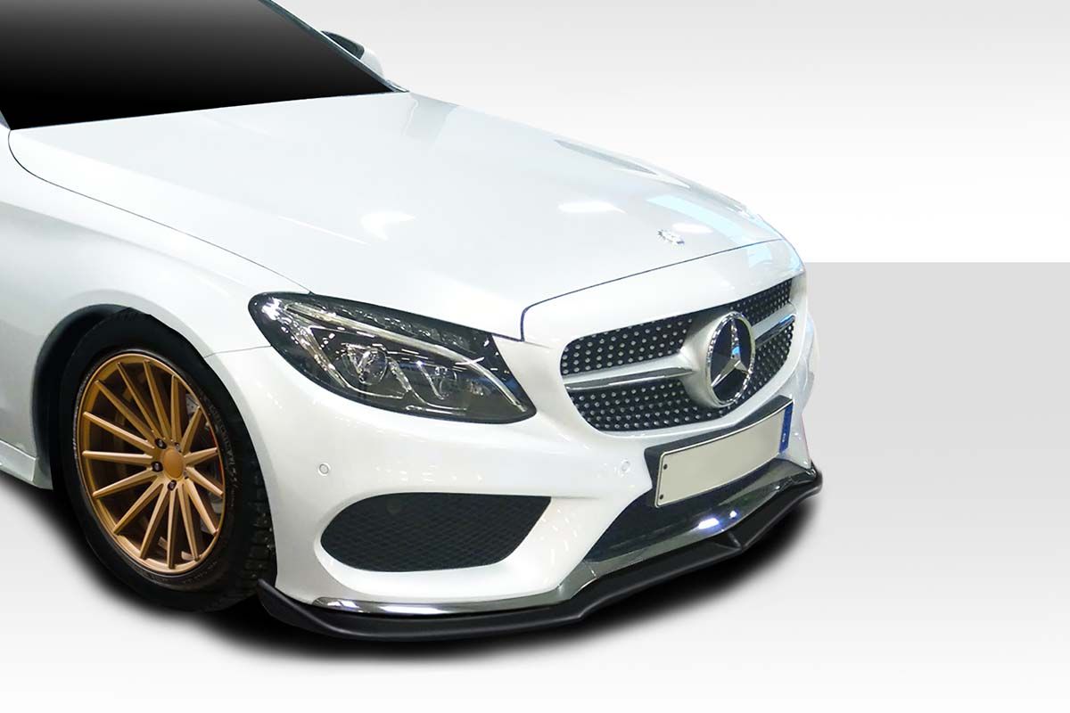 Benz C-Class W205 Front Face 2015-2018 for AMG Package C43 C63 C300 C350 C400 3-Piece Bumper Lip, Car Front Bumper Separator Lip Spoiler Glossy Black